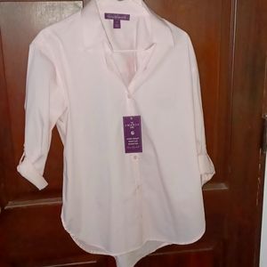 Ladies light pink 100% Cotton dress shirt by Gloria Vanderbilt